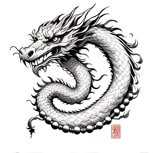 Chineese Dragon Warped Around Praying Beads