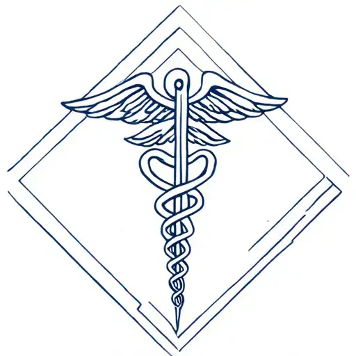 Rod Of Asclepius With Geometric Background