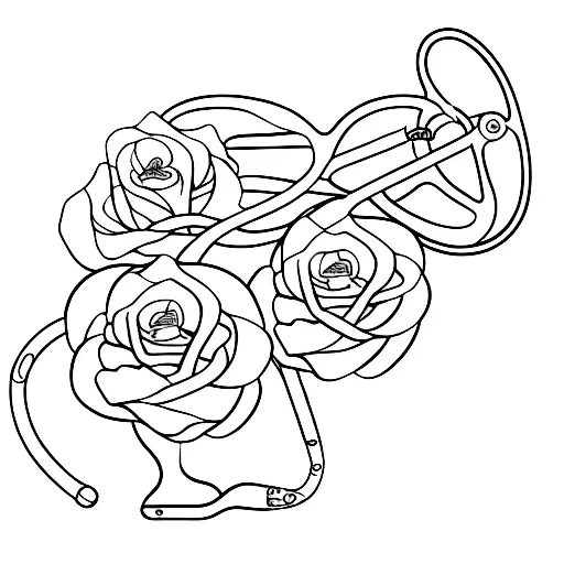 A Nurse's Stethoscope Intertwined With A Vine Of Roses