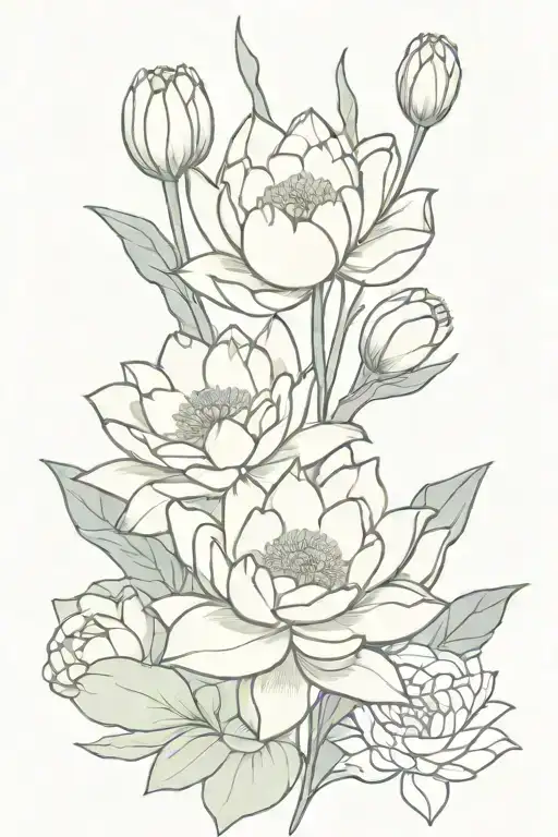 Carnation And Water Lily Flower Bouquet Tied