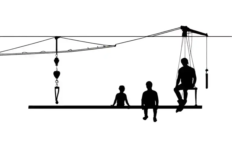 A Father And Son Silhouette Sitting On An I Beam Hanging From A Crane