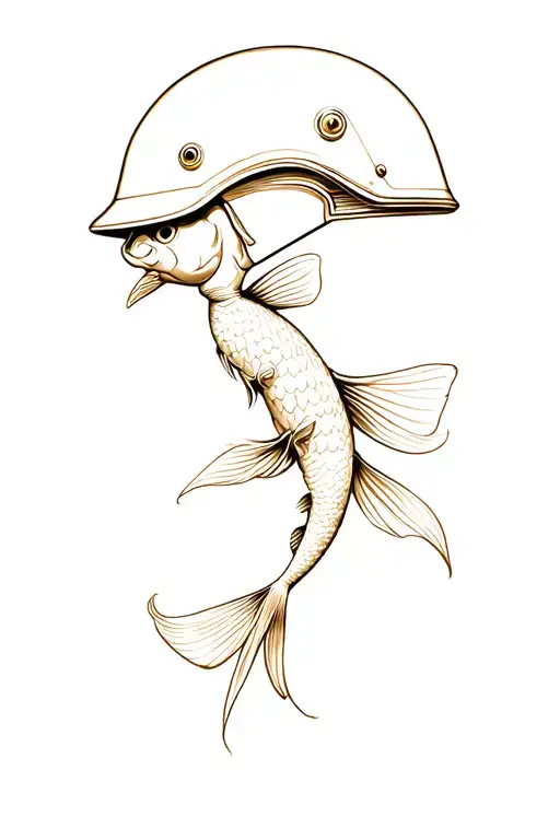 Goldfish And Army Helmet