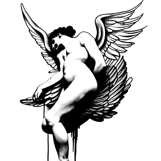 The Fallen Angel Painting From Alexandre Cabanel With Spilling Skull