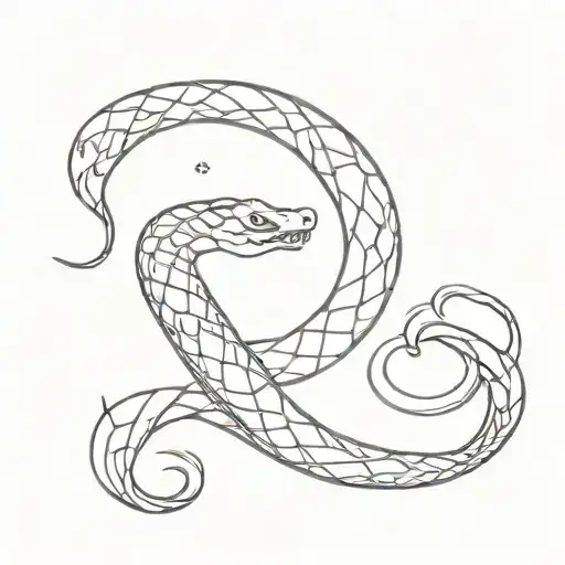 Snake And Moon Merging Together