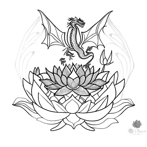 Dragon And Lotus Flower