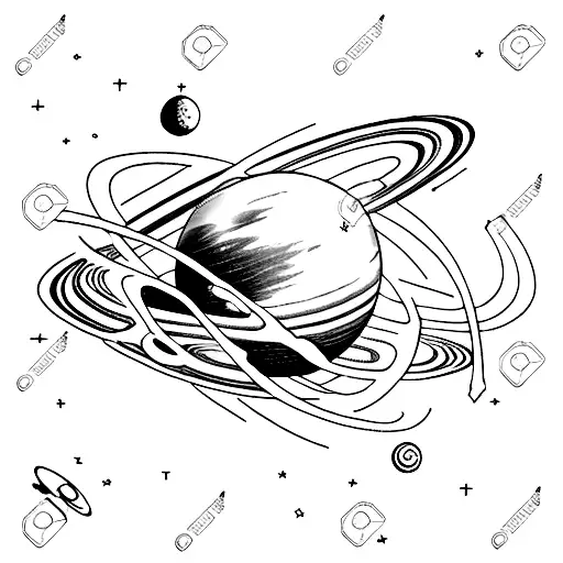 Saturn Surrounded By An Infinite Galaxy