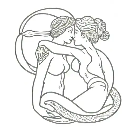 Snake And Greek Woman Statue