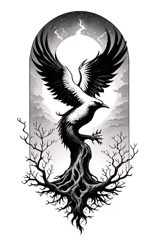 Tree Of Life And Pheonix Rising