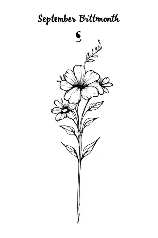 September Birthmonth Flower Bouqet With Semi Colon In Stem