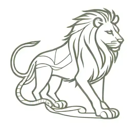 Hyrogliphic Lion Fine Line