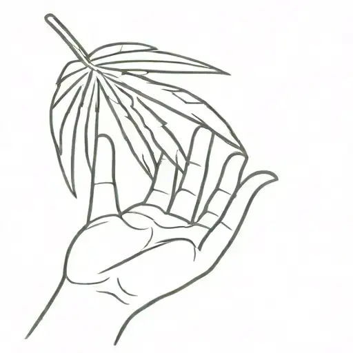 Outline Drawing Of A Palm With Space Drawn On It