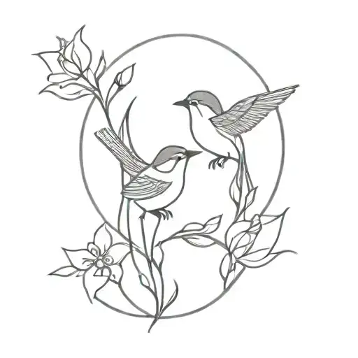 Water Spring And Sparrow Intertwined