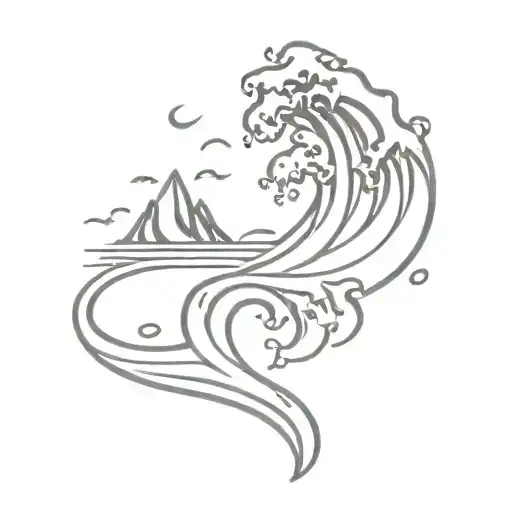 Ocean Wave And Campfire Scene