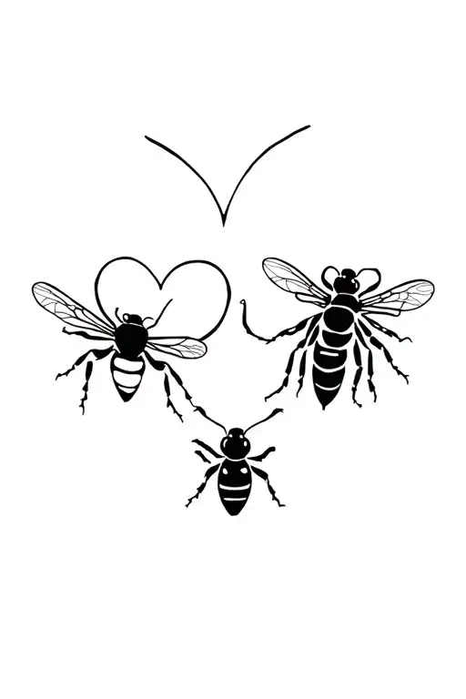 Bee And Wasp Couple Love Lines