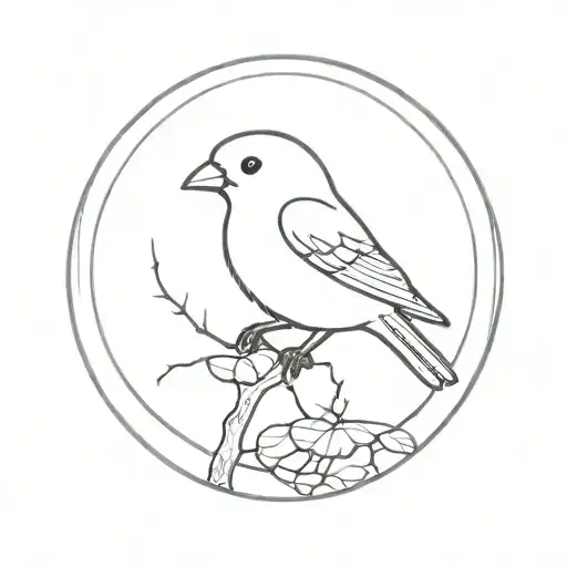 Minimalist Canary In Circle Frame Line Drawing Logo