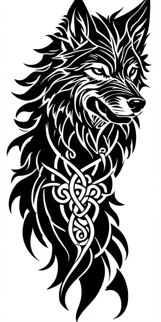 Celtic Wolf With Amour Tribal