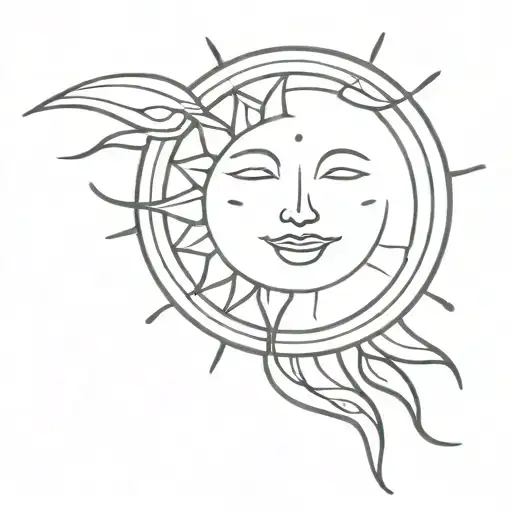 Beaming Sun With Feminine Features