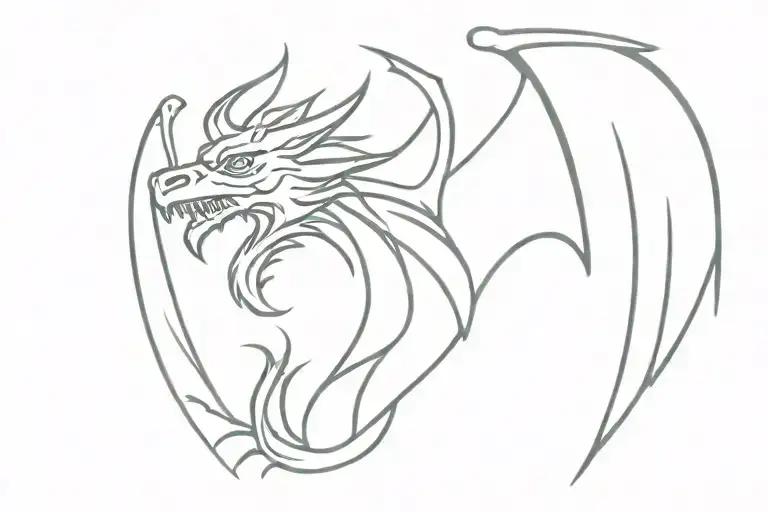 Dragon Head With Wings Spread