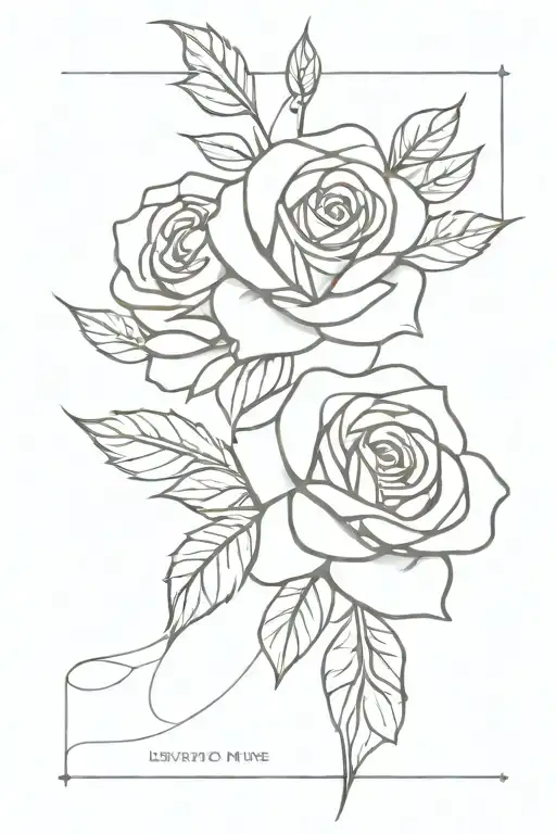 Straight Line And Small Roses Growing