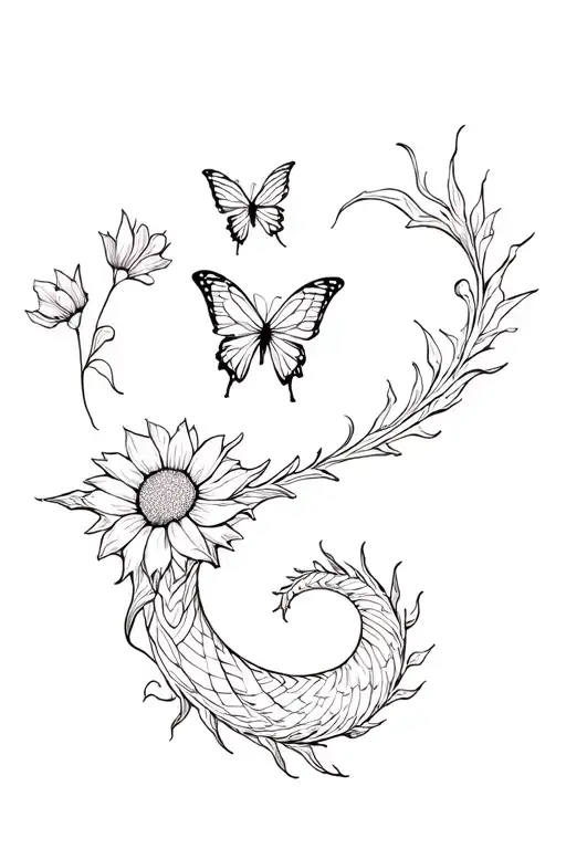 Flores Mariposas Sol Dragon Wrapped