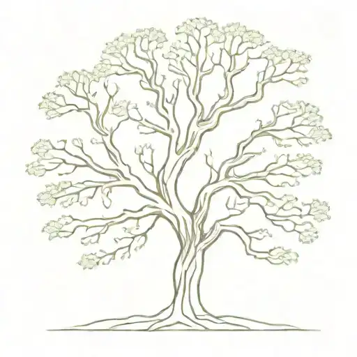 White Ink Live Oak Tree Tattoo Design
