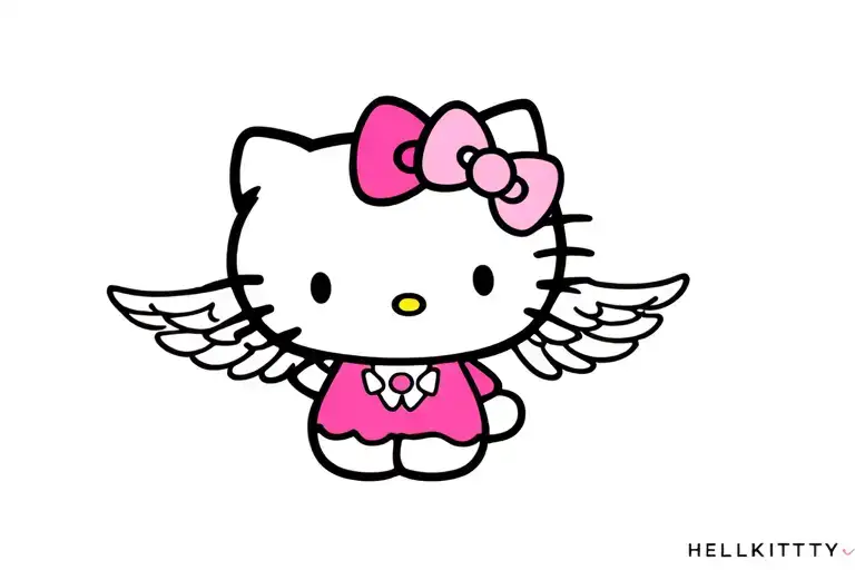 Hello Kitty And Angel Wing Tramp Stamp Feminine Fine Line