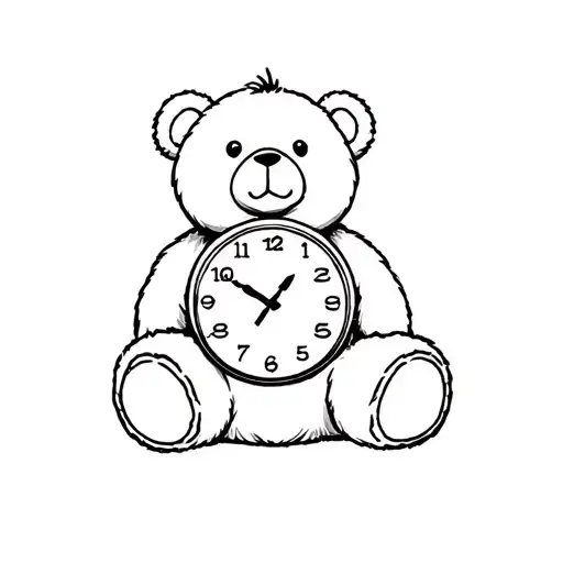 Teddy Bear With An Analog Clock