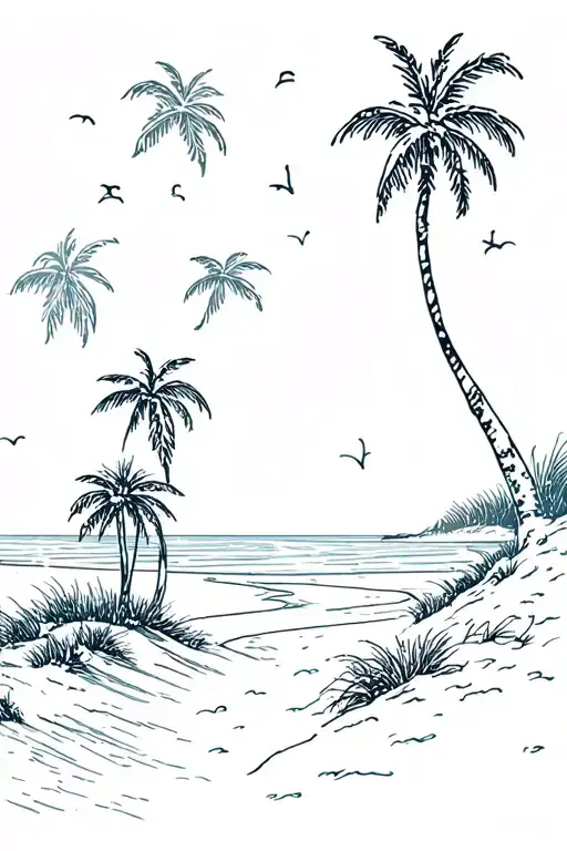 Snow And Beach Scene With Palm Trees