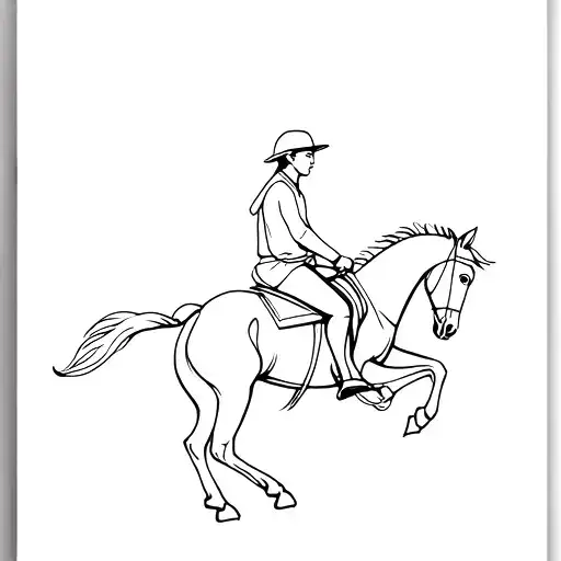 Simple Horse Rider Tattoo In Lines