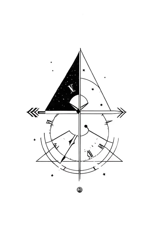 Half Compass And Half Clock Geometric Triangles And Circles Arrow
