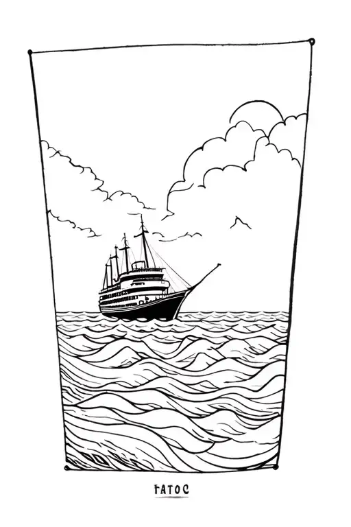 Cruise Ship And Ocean And Waves Crashing