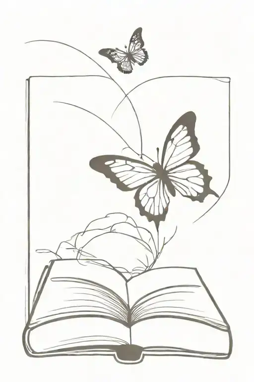 A Book Lying Down With A Butterfly Coming Out