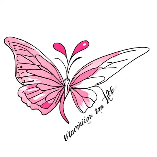 Butterfly With Pink And Heart With Warrior Writing