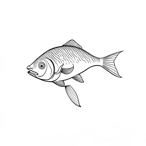 One Connected Line Tattoo Fish And Wave