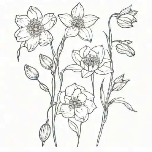 Violet Narcissus Daisy Larkspur Poppy And Aster
