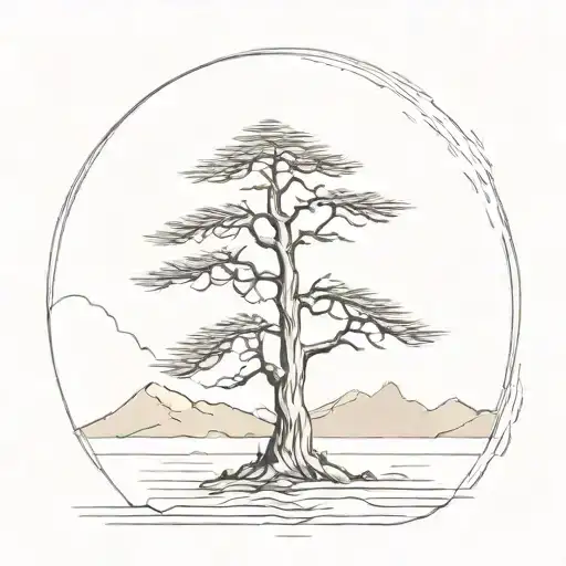 Single Cypress Tree By Water