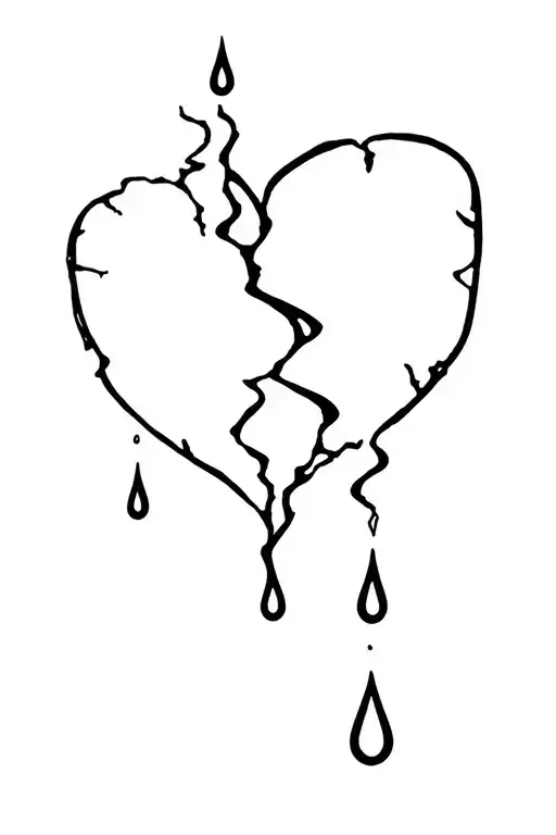 Broken Heart With A Tear Drops Falling