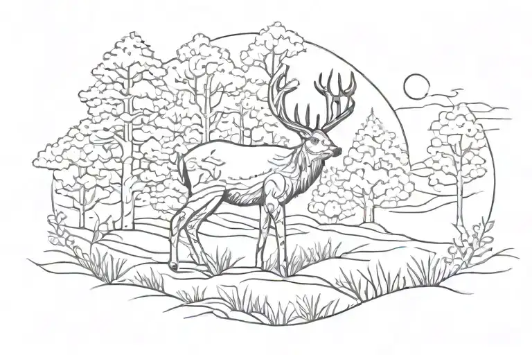 One Deer Forrest Line