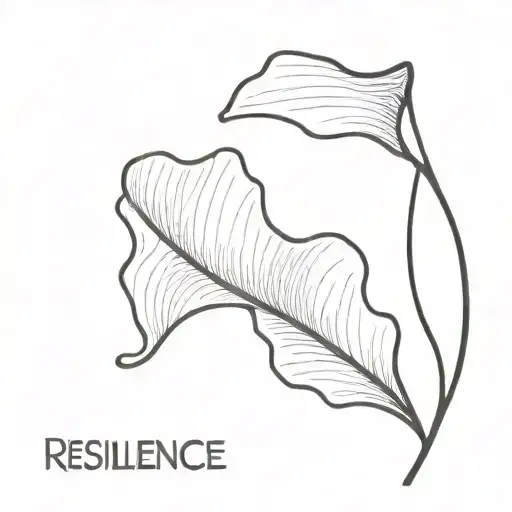 Gingko Biloba Leaf With The Word Resilience On The Stem