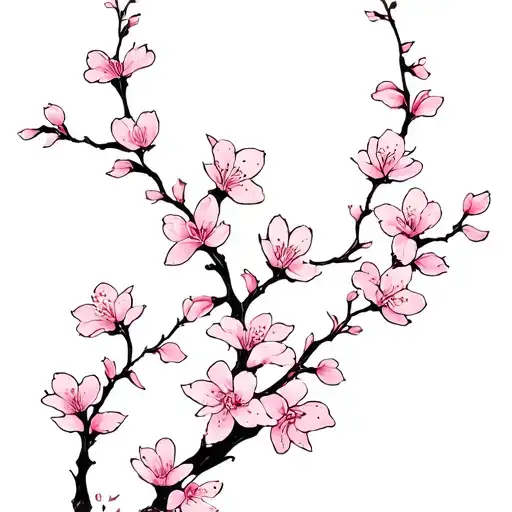 Straight Cherry Blossom Thin Long