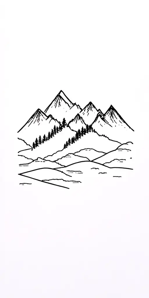 Mountains And Forest Scene