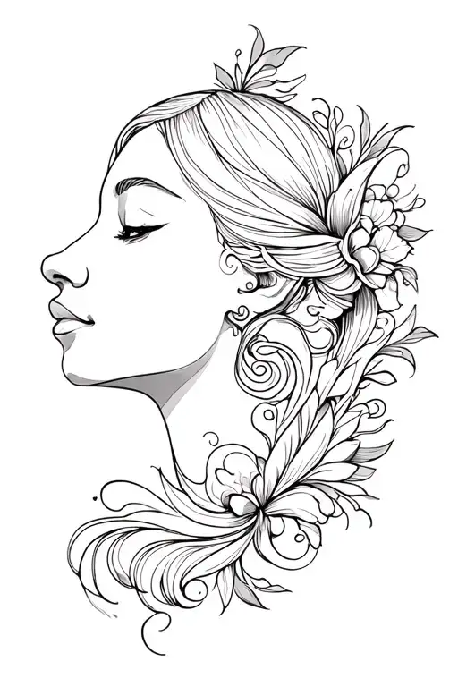 Female Face With Baroque Ornamentation