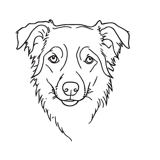 Border Collie Head Looking One Line