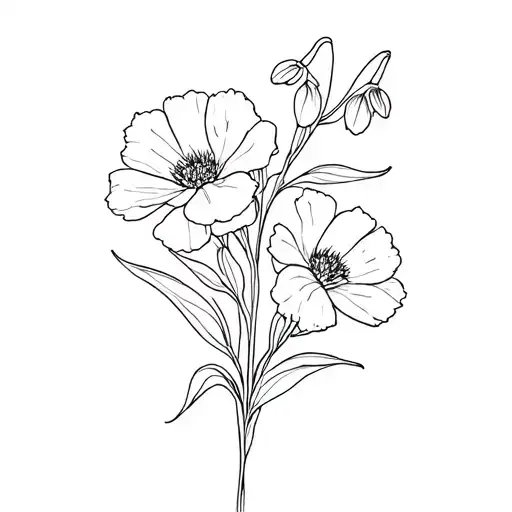 Fine Line Carnations And Snowdrops