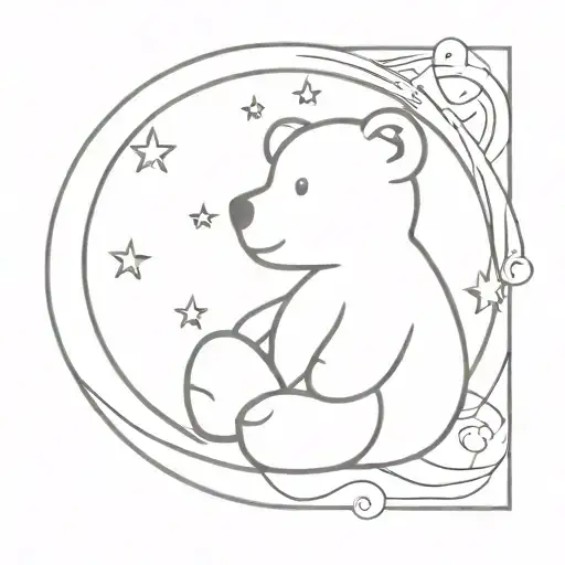 A Teddy Bear Sitting Looking Up At The Moon