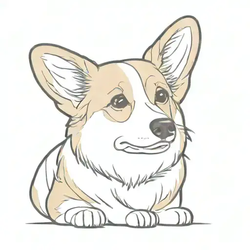 Memorial Line Art For Fluffy Blue And Brown Eyed Corgi Named Tulsa