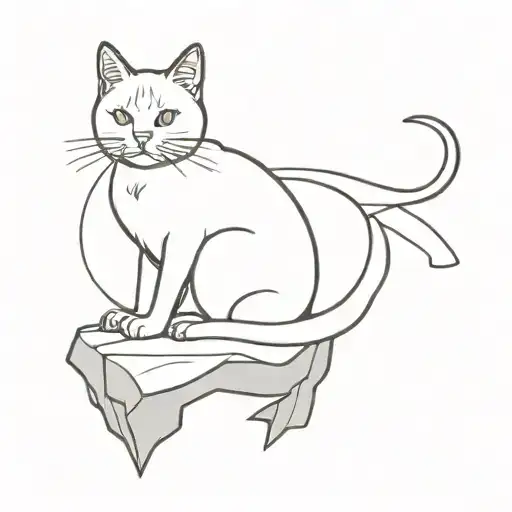 A Cat Sitting On A Rock