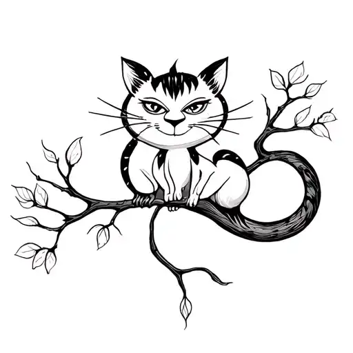 Happy Cheshire Cat In A Tree