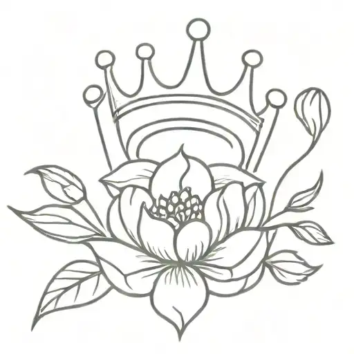 Crown Surrounded By Bold Flowers Intertwined