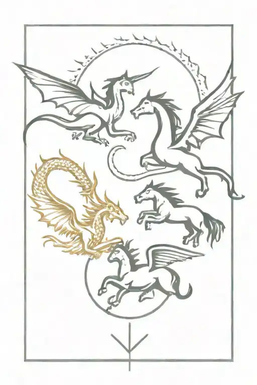 Dragon And Unicorn And Phonix